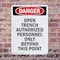 Signmission Portrait Open Trench Authorized Personnel Only Danger Sign, Plastic, 7in W x 10in L, 2PK OS-2PACK-DS-P-710-V-1909 - alternate 6